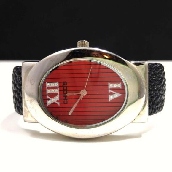 Chico's Cuff Watch, Red Silver Face, 6 Inches, Second Hand - Picture 12 of 12